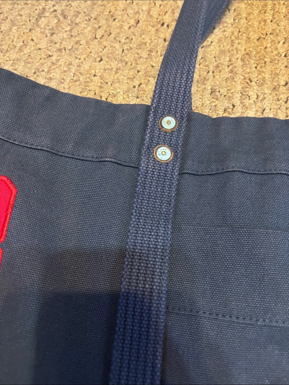 Polo by Ralph Lauren Navy Canvas Duffel Tote with Red Embroidery